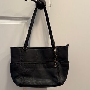 The Sak Black Leather Shoulder Bag with Charm